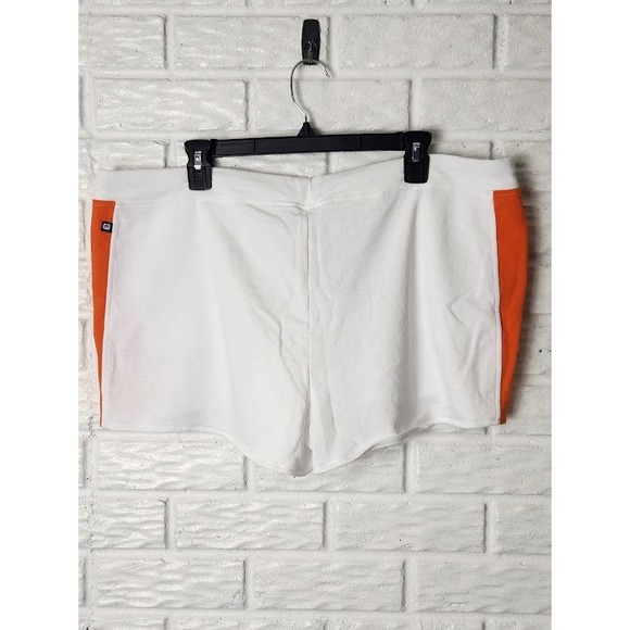 Fabletics White Shorts Orange Trim Drawstring Size XXL Casual Comfy NWT Fleece - Picture 3 of 7